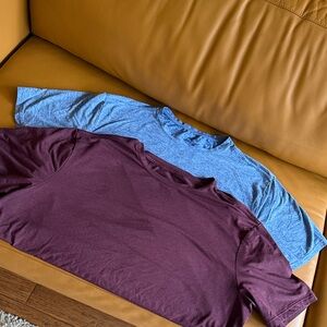 Performance Crew Neck Tee Duo - Burgundy & Heather Blue